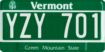 VT license plate YZY701