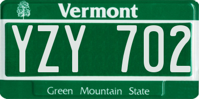 VT license plate YZY702