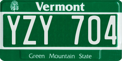 VT license plate YZY704