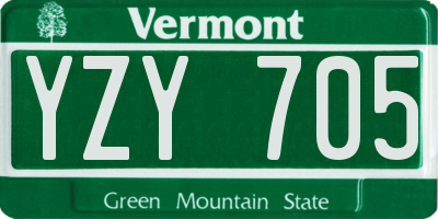 VT license plate YZY705