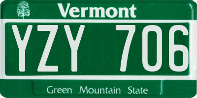 VT license plate YZY706