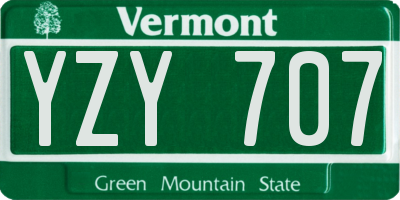 VT license plate YZY707