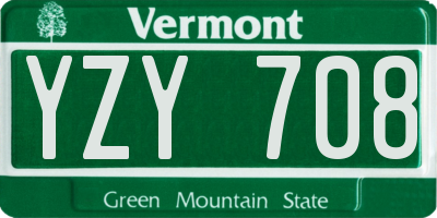 VT license plate YZY708
