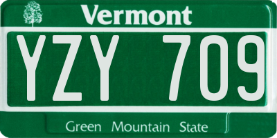 VT license plate YZY709