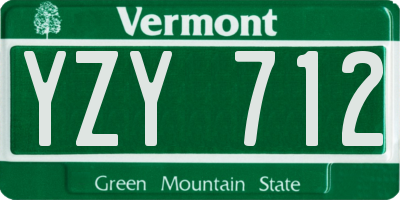 VT license plate YZY712