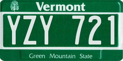 VT license plate YZY721