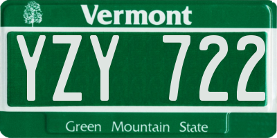 VT license plate YZY722