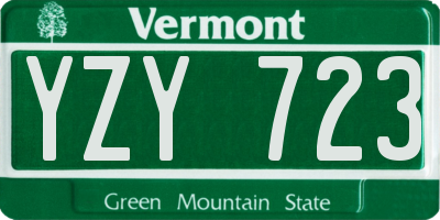 VT license plate YZY723