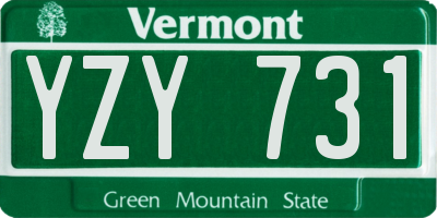 VT license plate YZY731