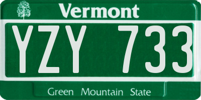 VT license plate YZY733