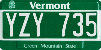 VT license plate YZY735