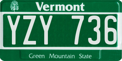 VT license plate YZY736