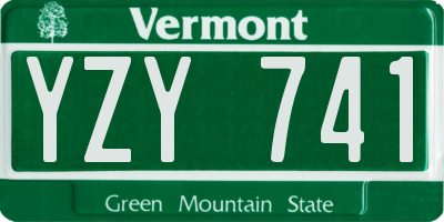 VT license plate YZY741