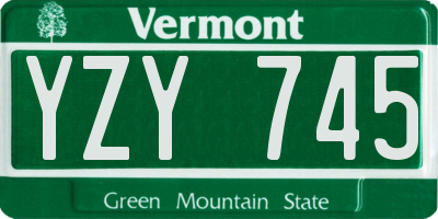 VT license plate YZY745