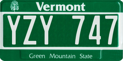VT license plate YZY747