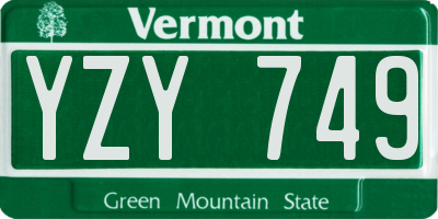 VT license plate YZY749