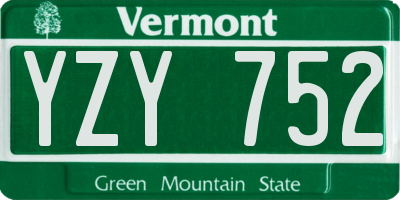 VT license plate YZY752