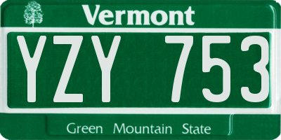 VT license plate YZY753