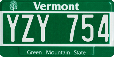 VT license plate YZY754