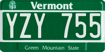 VT license plate YZY755