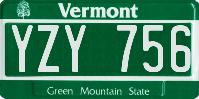 VT license plate YZY756