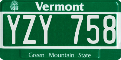 VT license plate YZY758