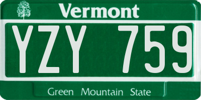 VT license plate YZY759