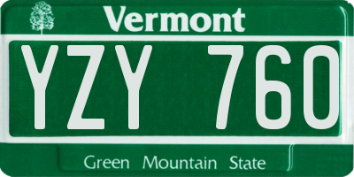 VT license plate YZY760
