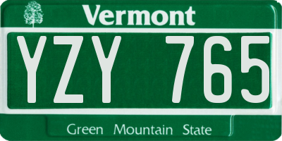 VT license plate YZY765