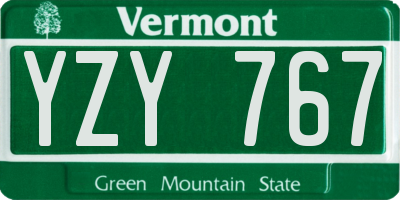 VT license plate YZY767