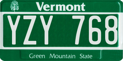 VT license plate YZY768