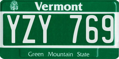 VT license plate YZY769