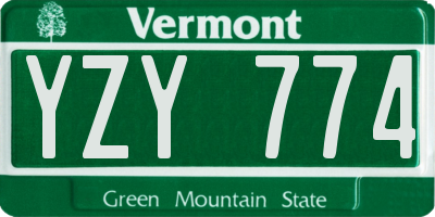 VT license plate YZY774