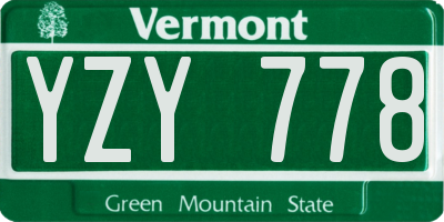 VT license plate YZY778