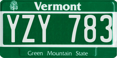 VT license plate YZY783