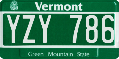 VT license plate YZY786