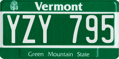 VT license plate YZY795