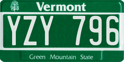 VT license plate YZY796