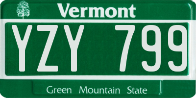 VT license plate YZY799