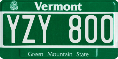VT license plate YZY800