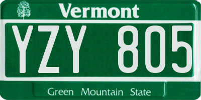 VT license plate YZY805