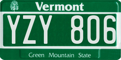 VT license plate YZY806