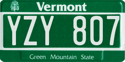 VT license plate YZY807