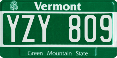 VT license plate YZY809