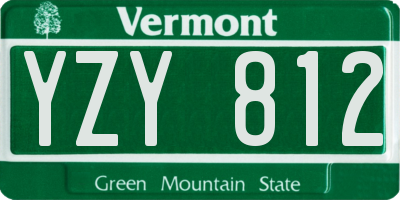 VT license plate YZY812