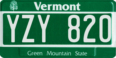 VT license plate YZY820