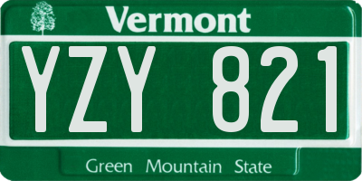 VT license plate YZY821