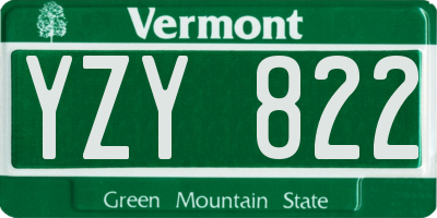 VT license plate YZY822
