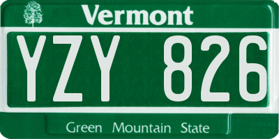 VT license plate YZY826