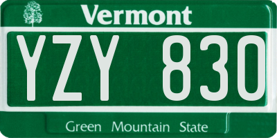 VT license plate YZY830